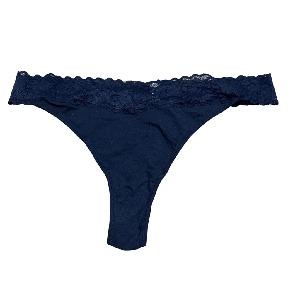 Cosabella Amore‎ Adore Thong Plus Navy Blue Lace Trim Panty ADORE0341P Sz 3X NWT